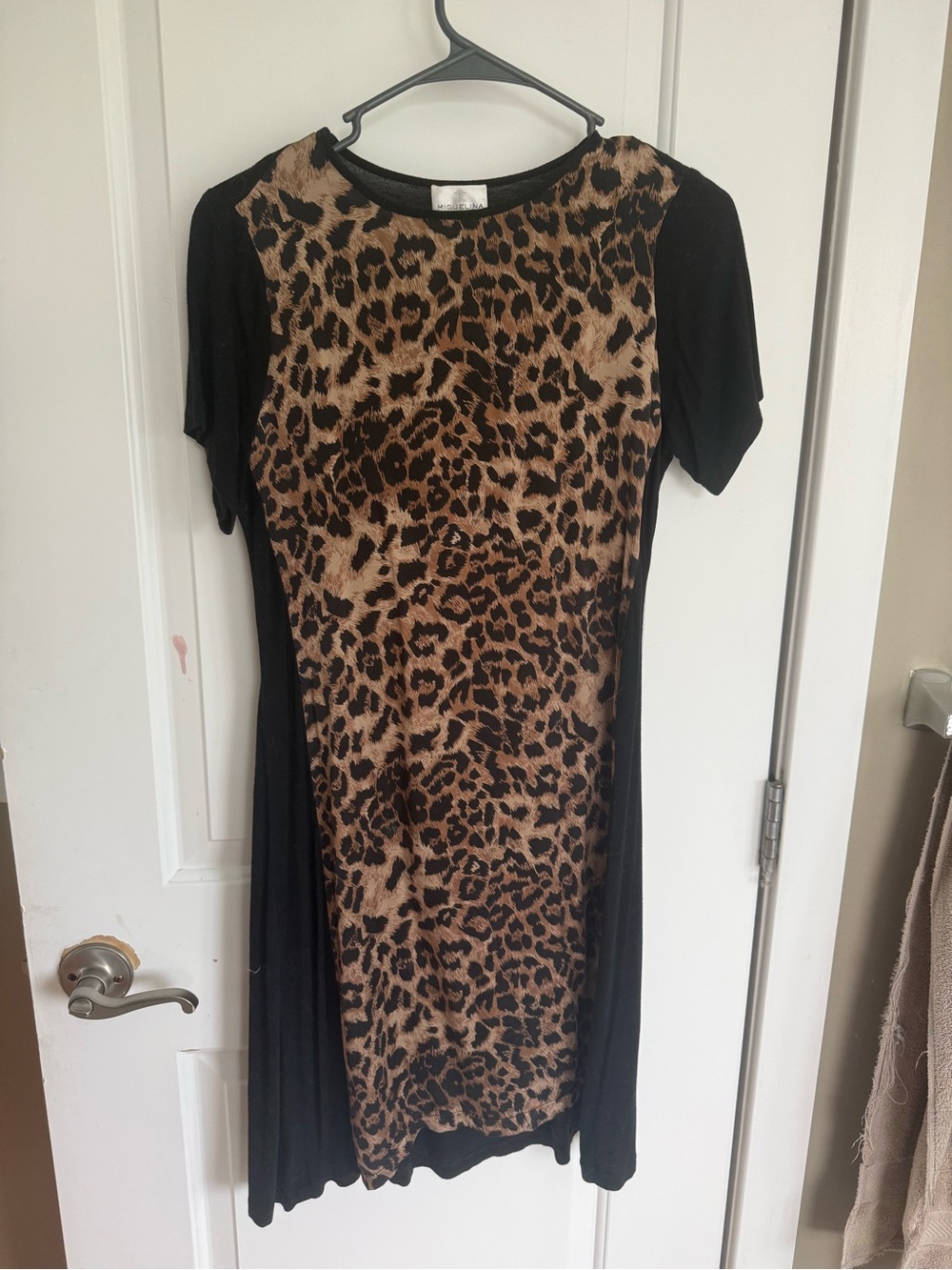 Miguelina Leopard Print Midi Dress - Black & Brown